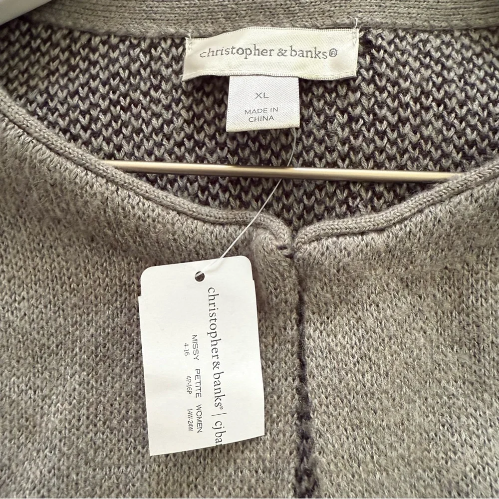 NWT Christopher & Banks Women’s Open Front Long Knit Cardigan Sweater Size XL
